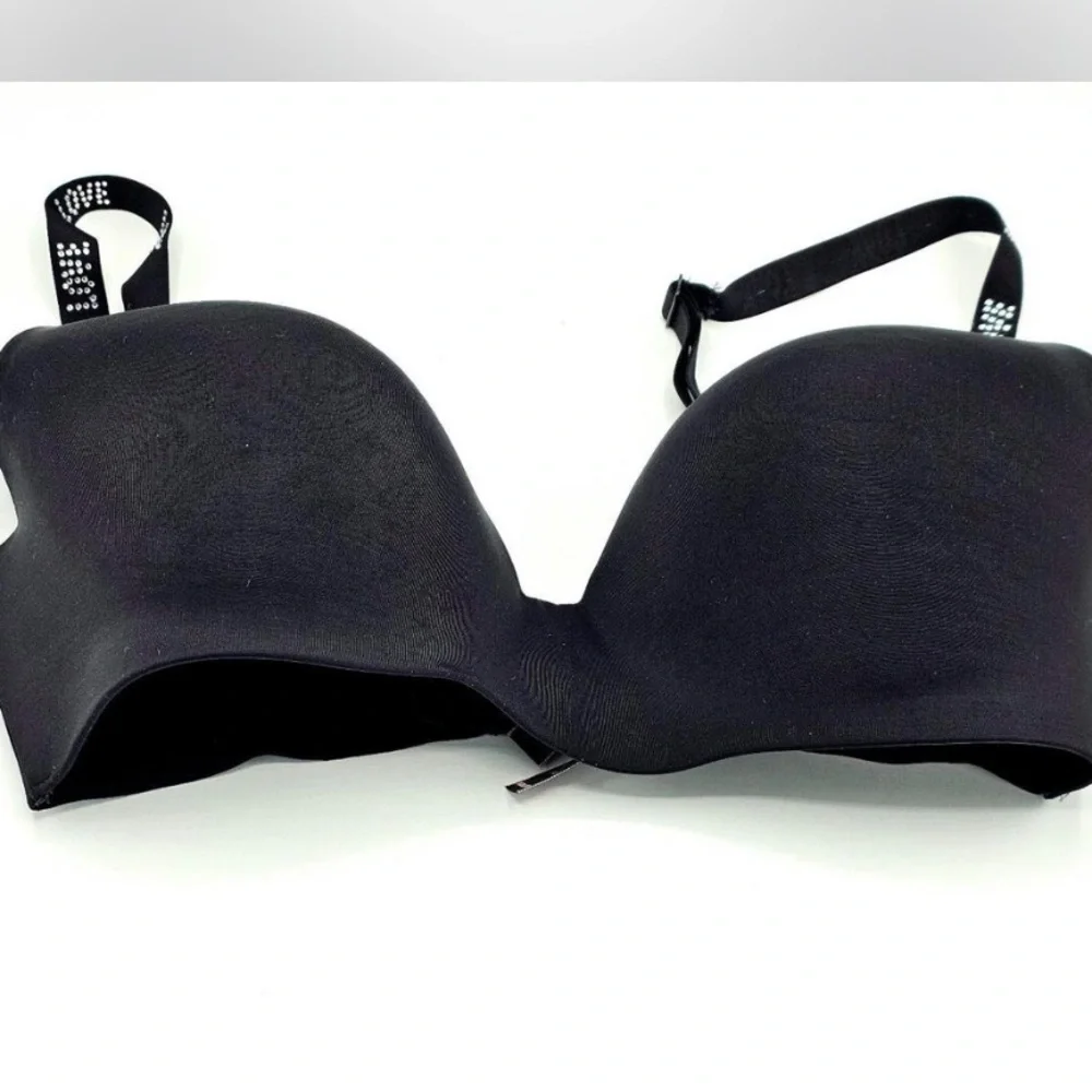 Victoria's Secret Black T-Shirt Bra with Embellished Straps - Picture 2 of 8